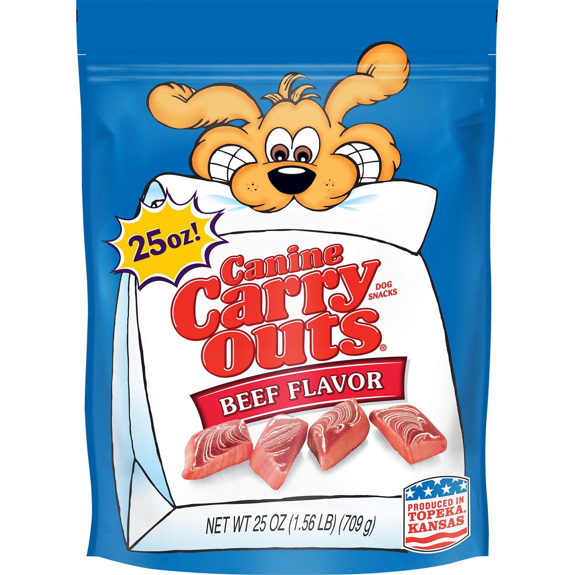 slide 1 of 4, Canine Carry Outs Beef Dog Snacks, 25 oz