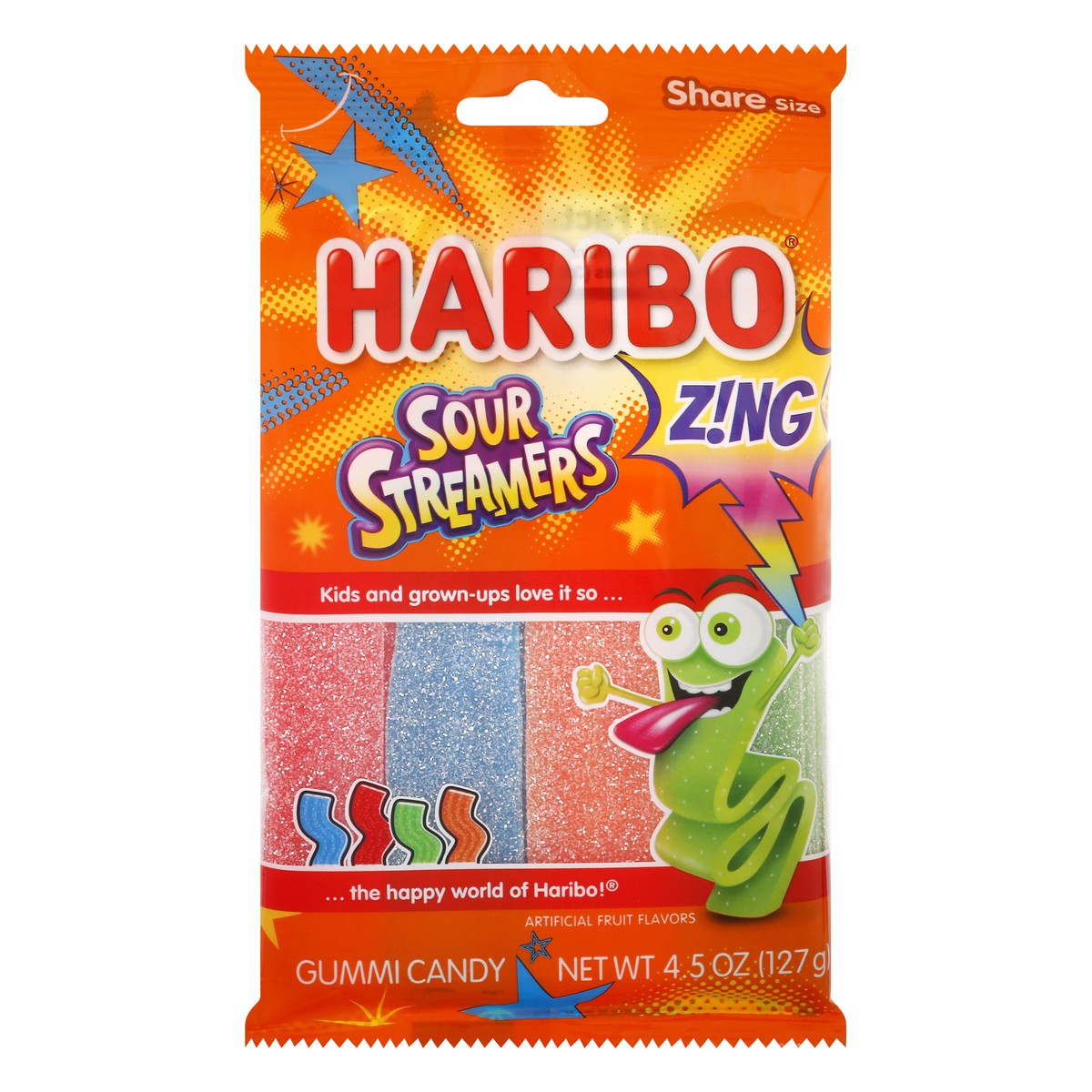 slide 1 of 12, Haribo Sour Streamers, 4.5 oz