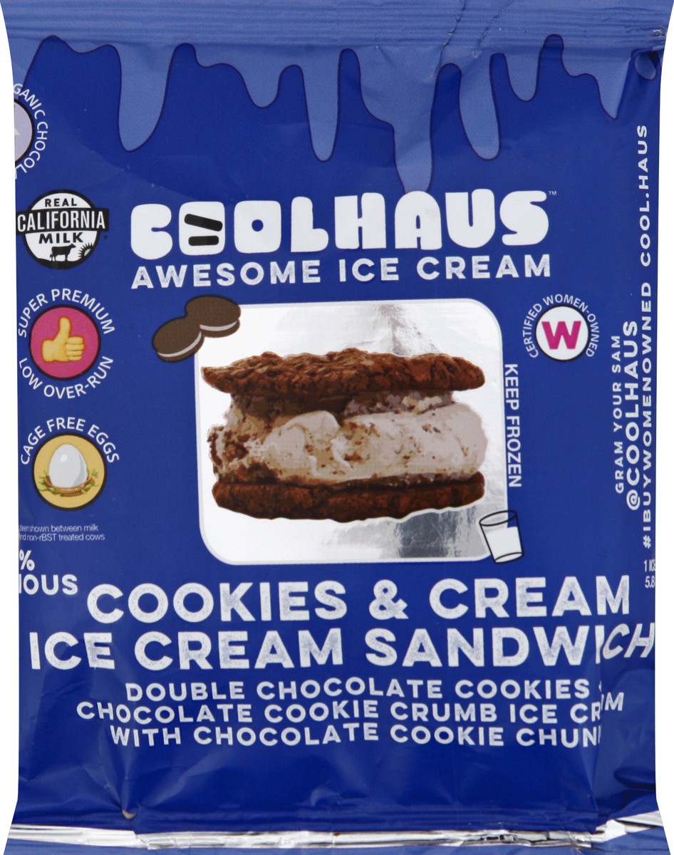 slide 5 of 7, Coolhaus Cookies & Cream with Double Chocolate Cookie Ice Cream Sandwich, 5.8 fl oz