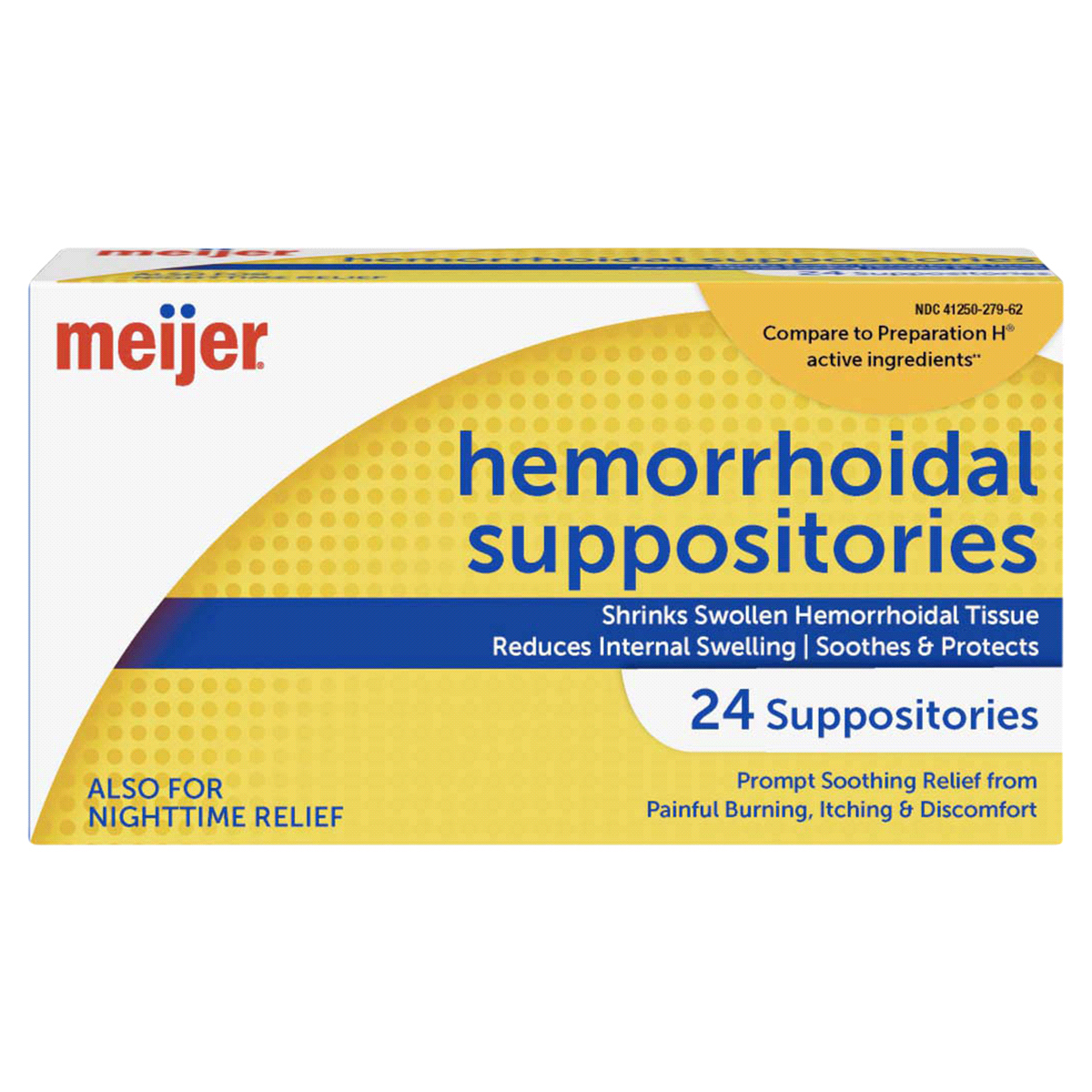 slide 1 of 5, Meijer Hemorrhoidal Suppositories, 24 ct