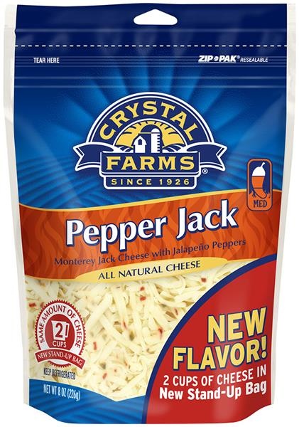slide 1 of 1, Crystal Farms Shredded Pepper Jack Cheese, 8 oz