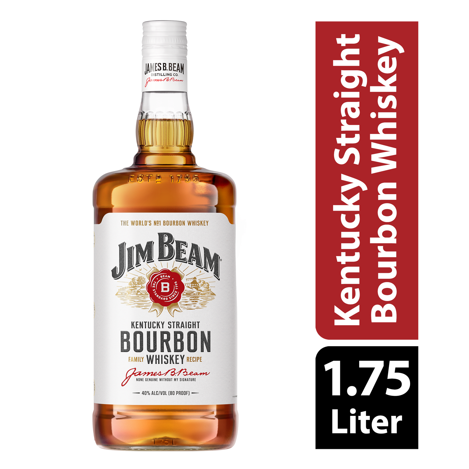 slide 1 of 2, Jim Beam Kentucky Straight Bourbon Whiskey 1.75 L, 1.75 liter