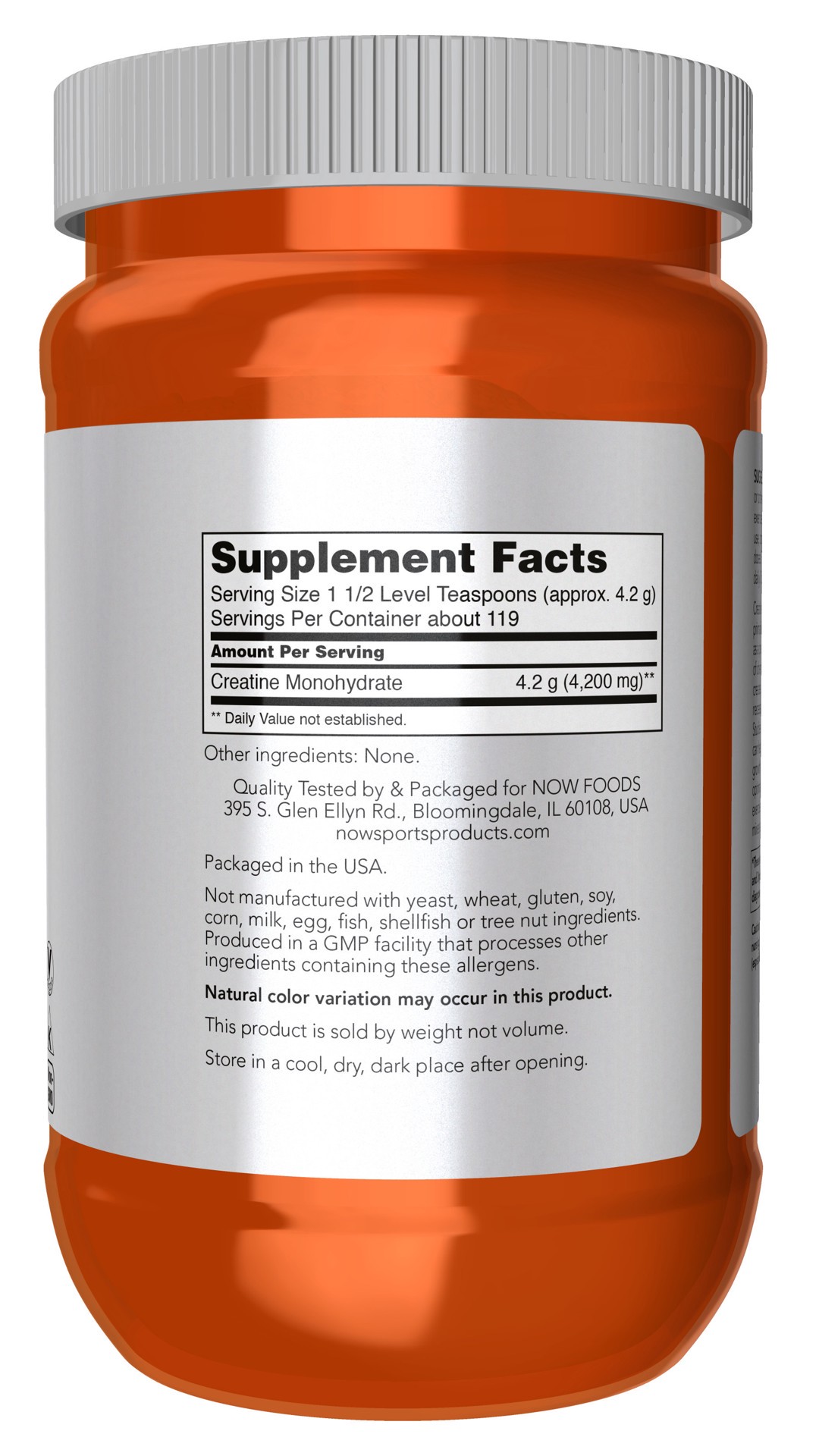 slide 5 of 5, NOW Creatine Monohydrate, Micronized Powder - 1.1 lbs. (500 g), 1 ct