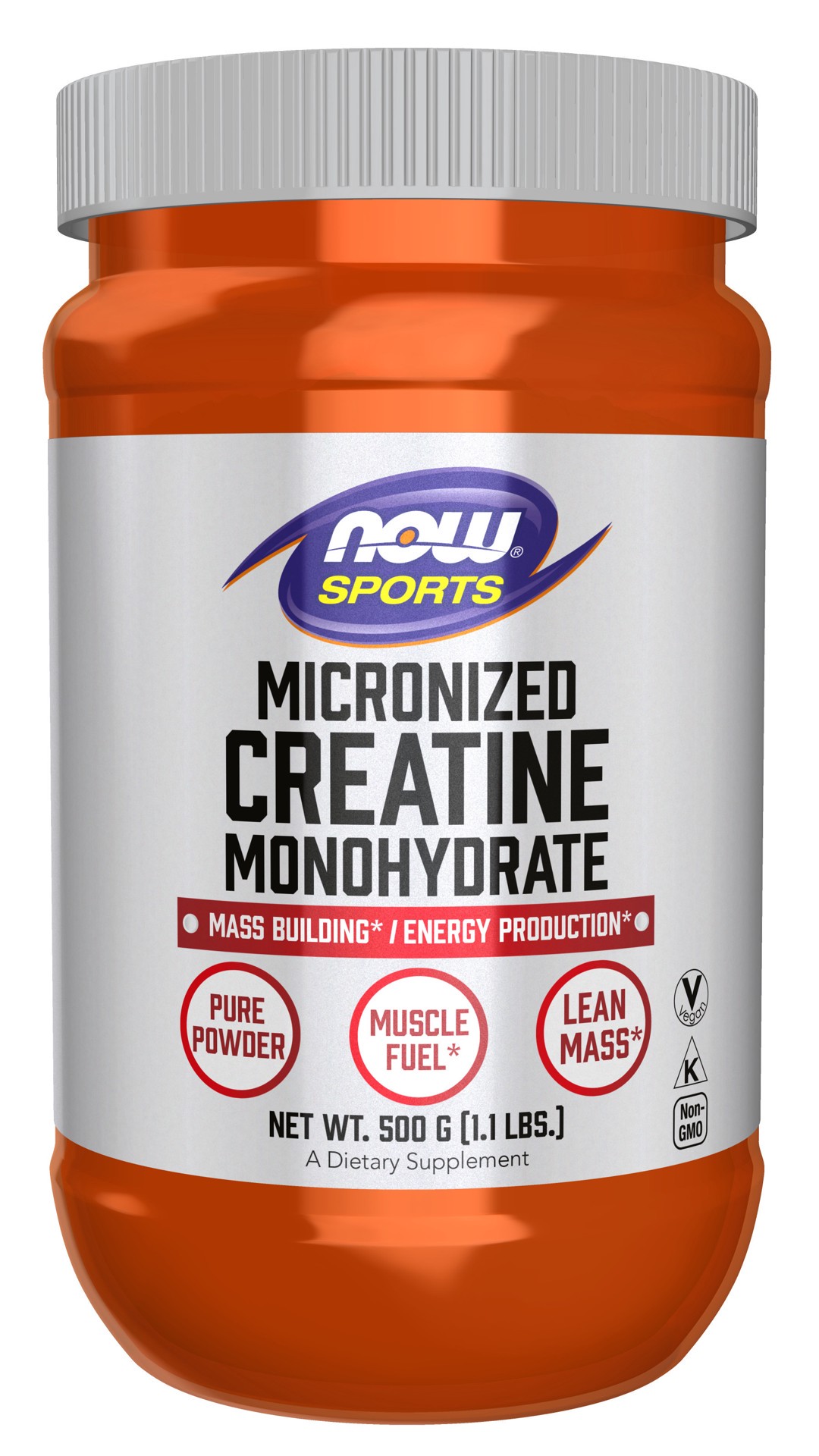 slide 1 of 5, NOW Sports Creatine Monohydrate, Micronized Powder - 1.1 lbs. (500 g), 1 ct