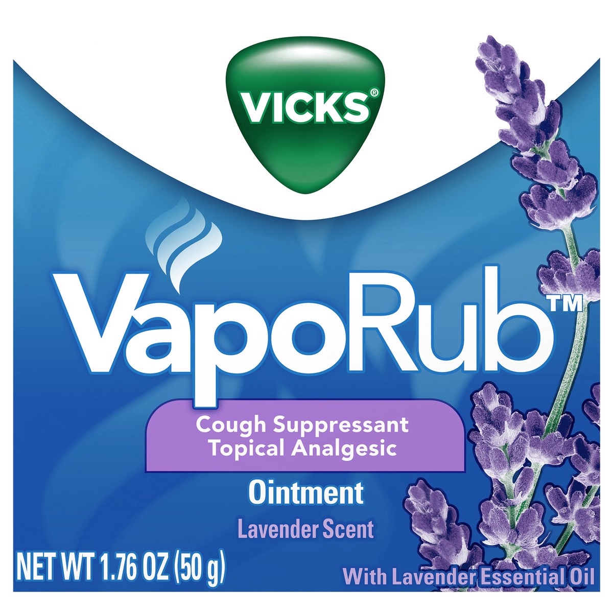 slide 1 of 12, Vicks VapoRub, Lavender Scent, Cough Suppressant, Topical Chest Rub & Analgesic Ointment, Medicated Vicks Vapors, Relief from Cough Due to Cold, Aches & Pains, 1.76oz, 1.76 oz