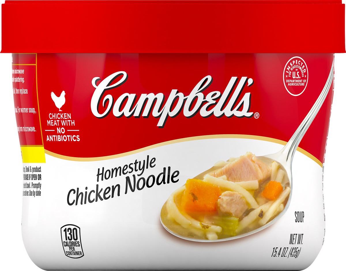 slide 9 of 10, Campbell's Homestyle Chicken Noodle Soup, 15.4 Oz Microwavable Bowl, 15.4 oz