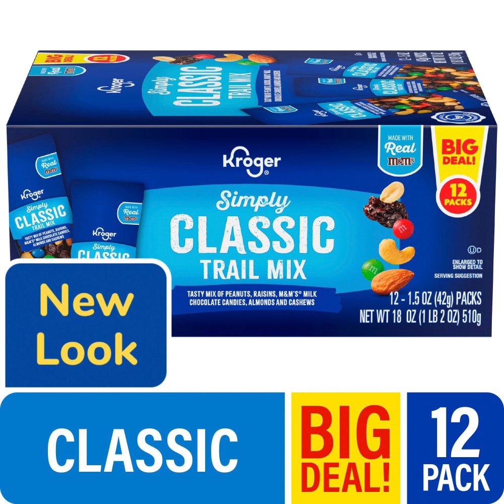 slide 1 of 4, Kroger Simply Classic Trail Mix On-The-Go Packs, 12 ct; 1.5 oz