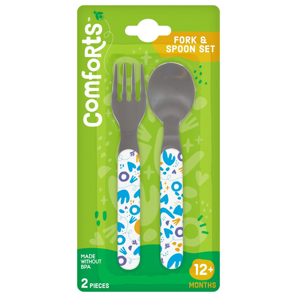 slide 1 of 10, Comforts 12+ Months Fork & Spoon Set 1 ea, 1 ct