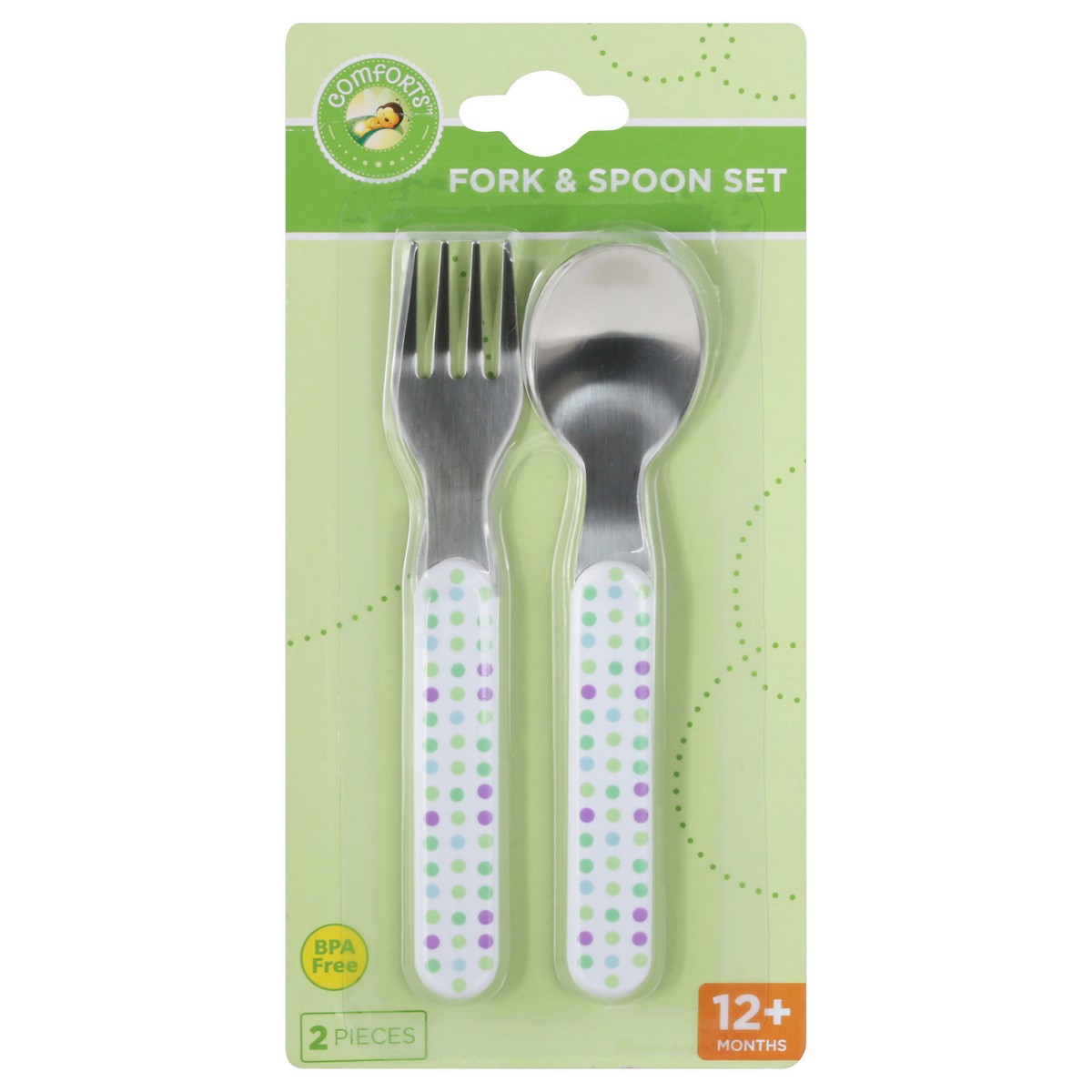 slide 1 of 10, Comforts 12+ Months Fork & Spoon Set 1 ea, 1 ct