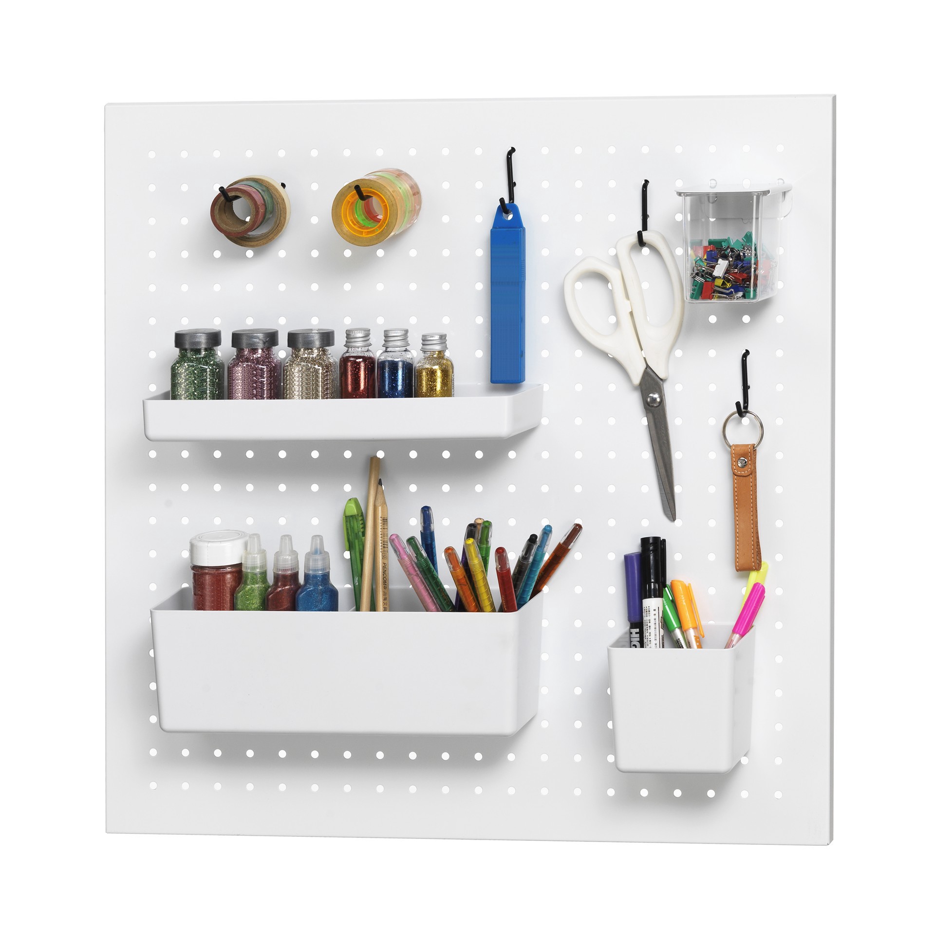 slide 3 of 3, 22" X 22" White Metal Pegboard By Simply Tidy, 22 in x 22 in