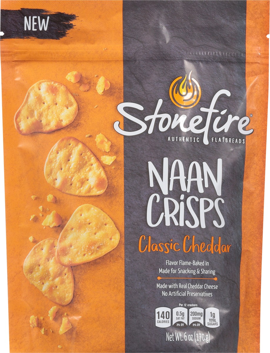 slide 12 of 14, Stonefire Classic Cheddar Naan Crisps, 6 oz