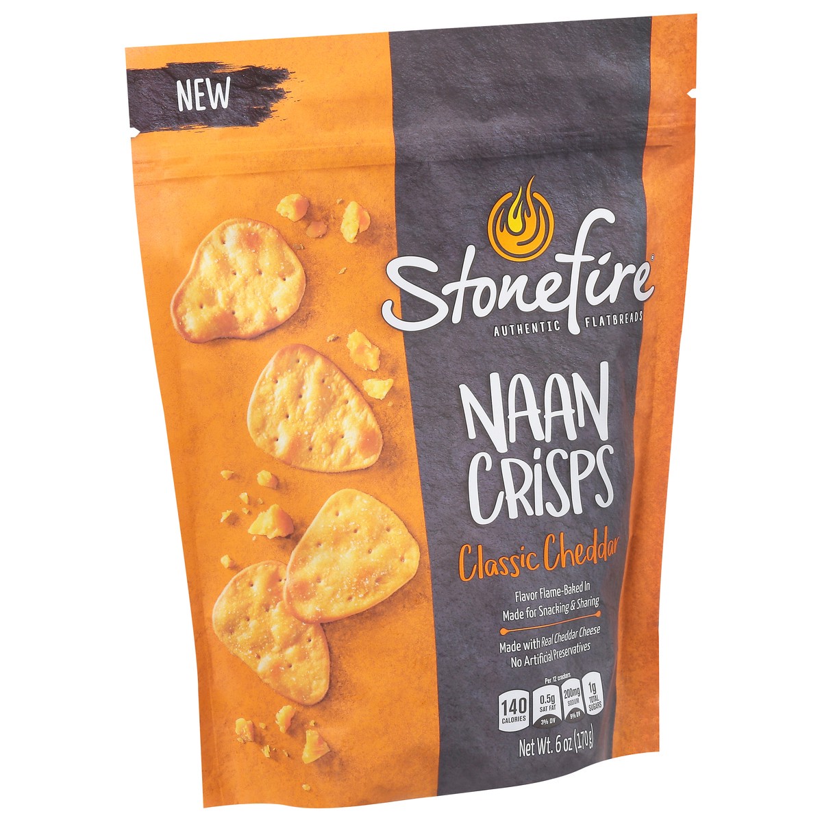 slide 13 of 14, Stonefire Classic Cheddar Naan Crisps, 6 oz
