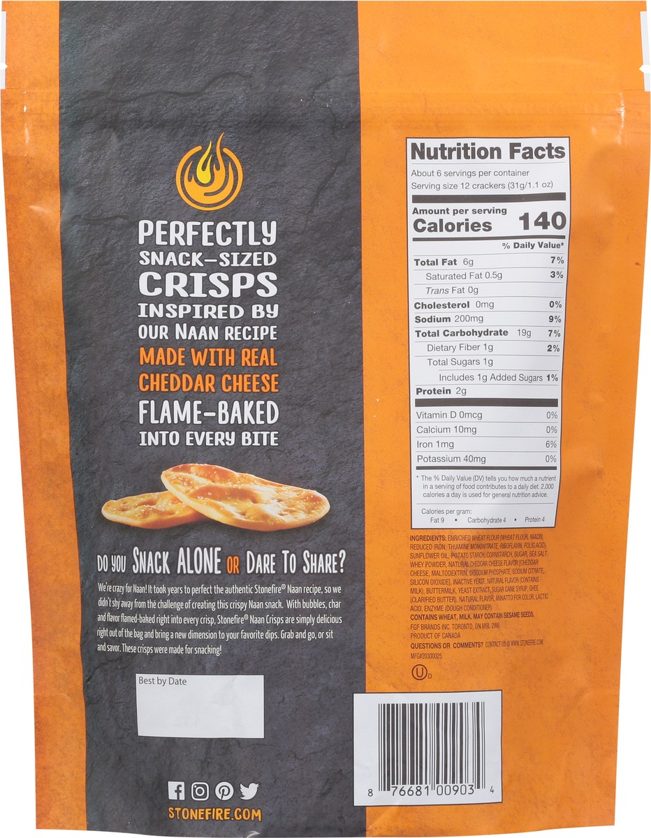 slide 10 of 14, Stonefire Classic Cheddar Naan Crisps, 6 oz