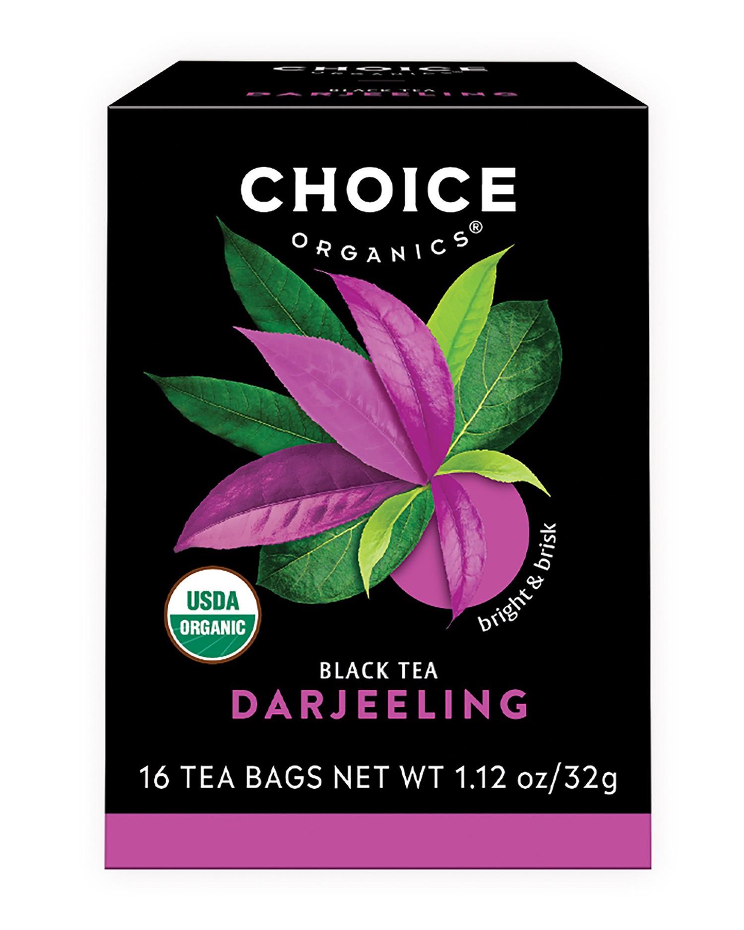 slide 1 of 10, Choice Organics Darjeeling Tea, Contains Caffeine, Black Tea Bags, 16 Count, 16 ct