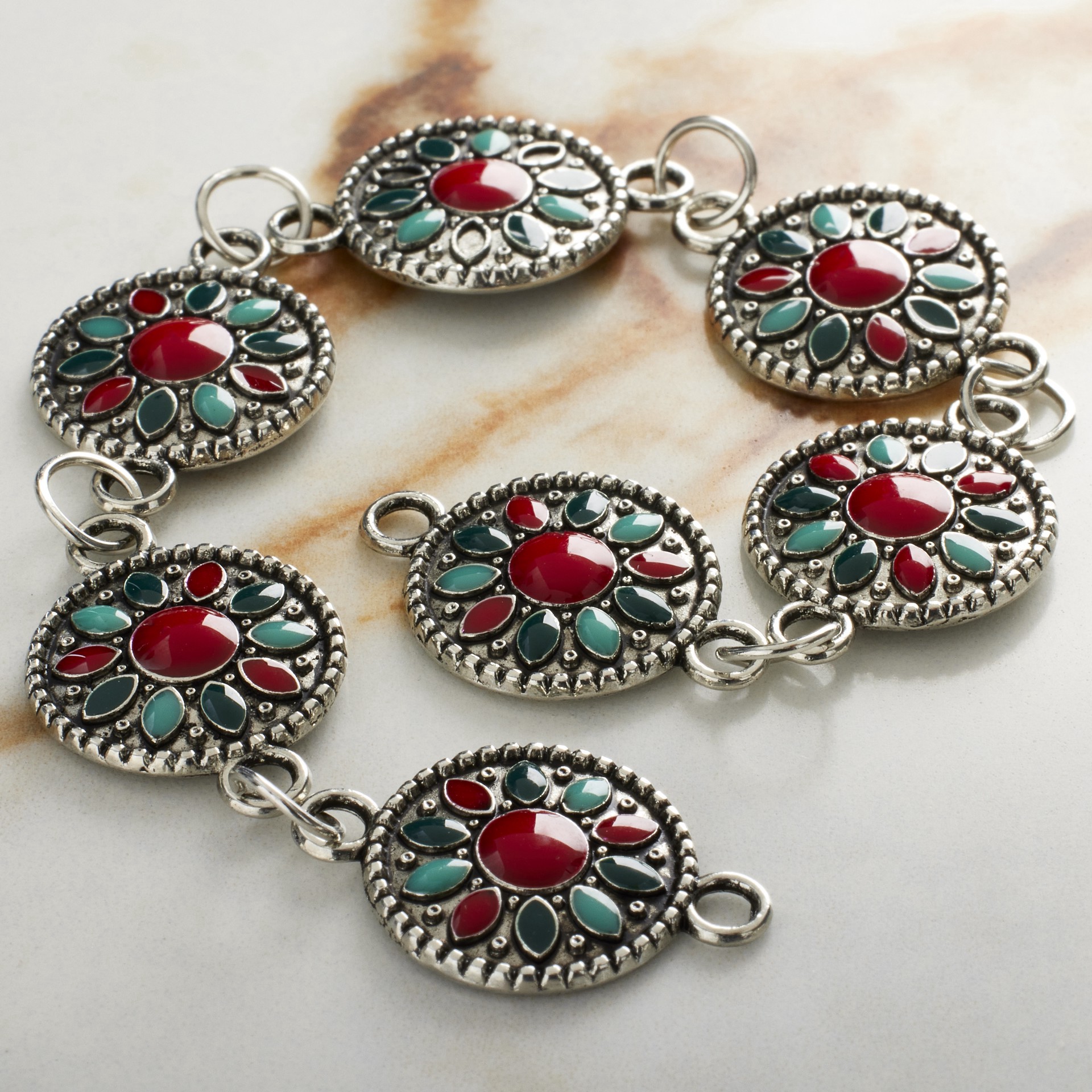 slide 2 of 3, Multicolor Enamel Metal Link Beads, 15mm By Bead Landing, 15mm