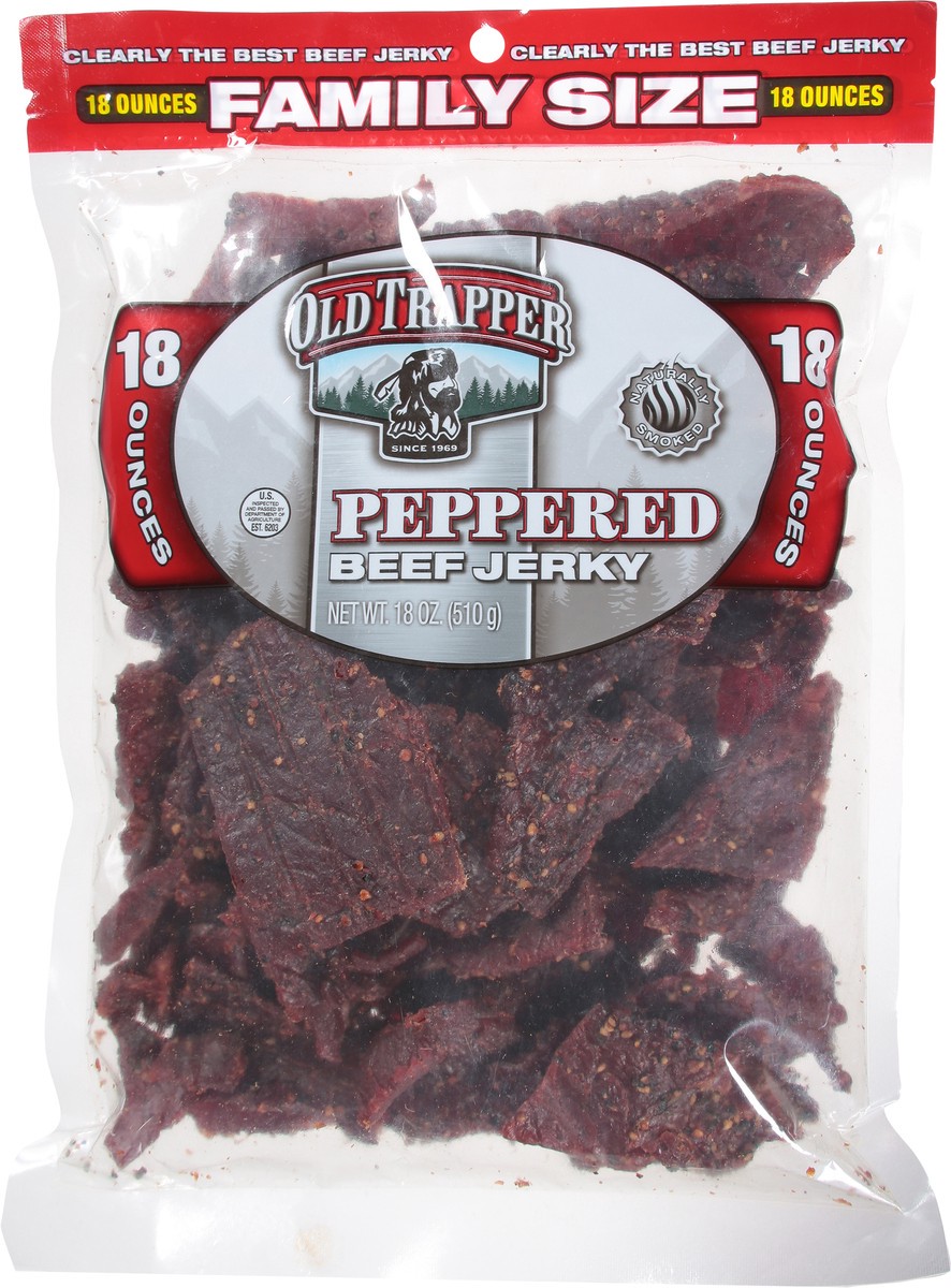 slide 2 of 13, Old Trapper Peppered Beef Jerky Family Size 18 oz, 18 oz