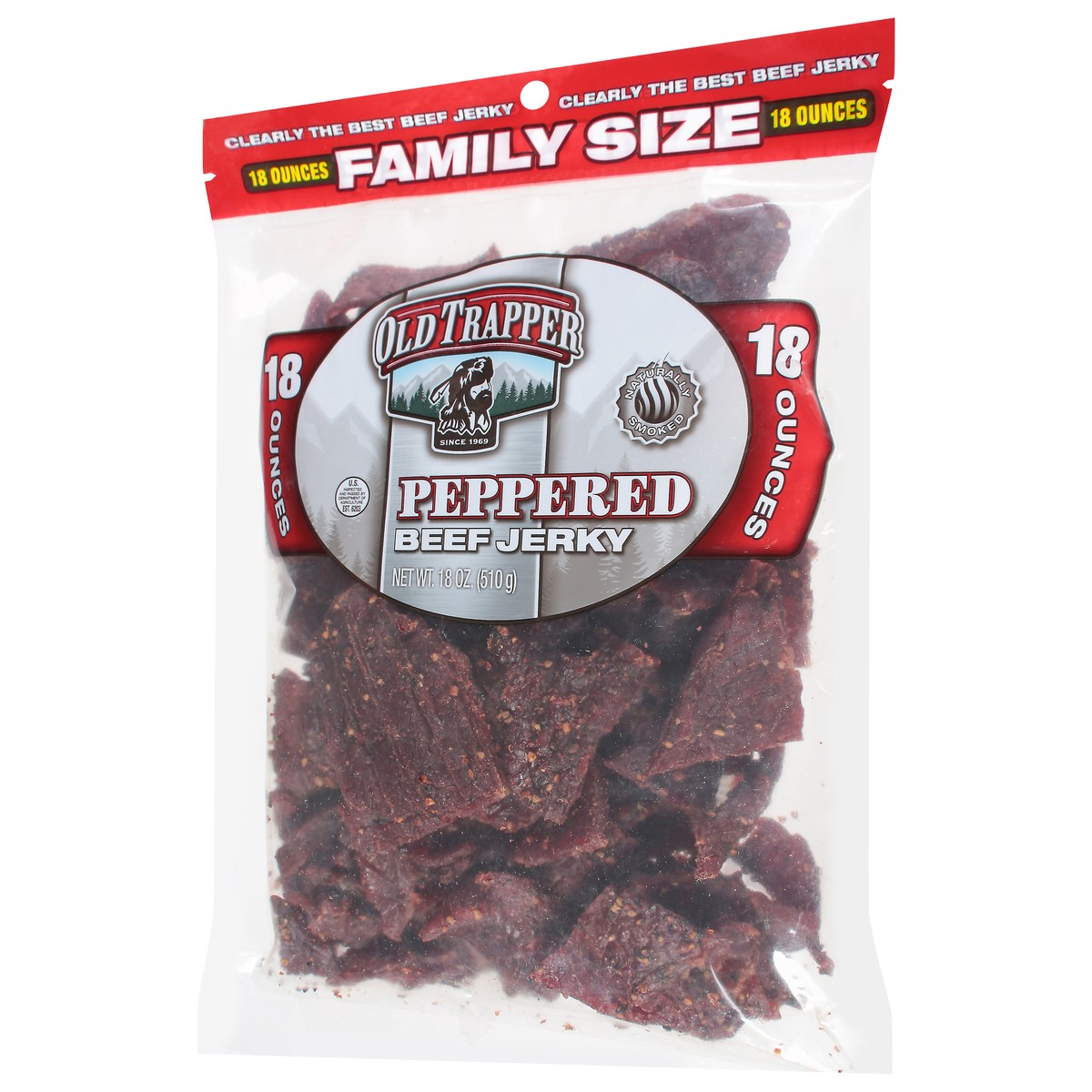 slide 4 of 13, Old Trapper Peppered Beef Jerky Family Size 18 oz, 18 oz