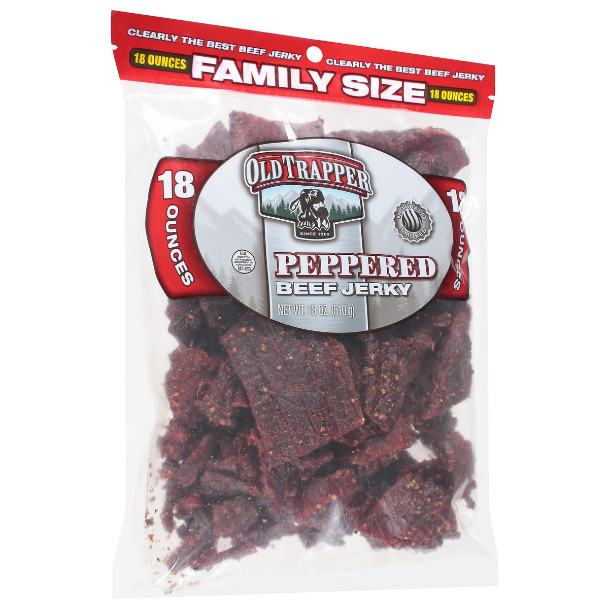 slide 9 of 13, Old Trapper Peppered Beef Jerky Family Size 18 oz, 18 oz