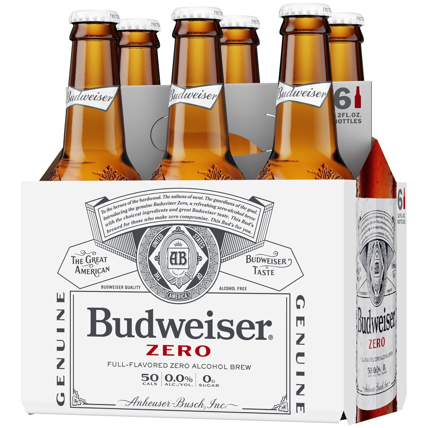 slide 5 of 25, Budweiser Zero Non Alcoholic Beer  6 pk / 12 fl oz Bottles, 6 ct; 12 fl oz