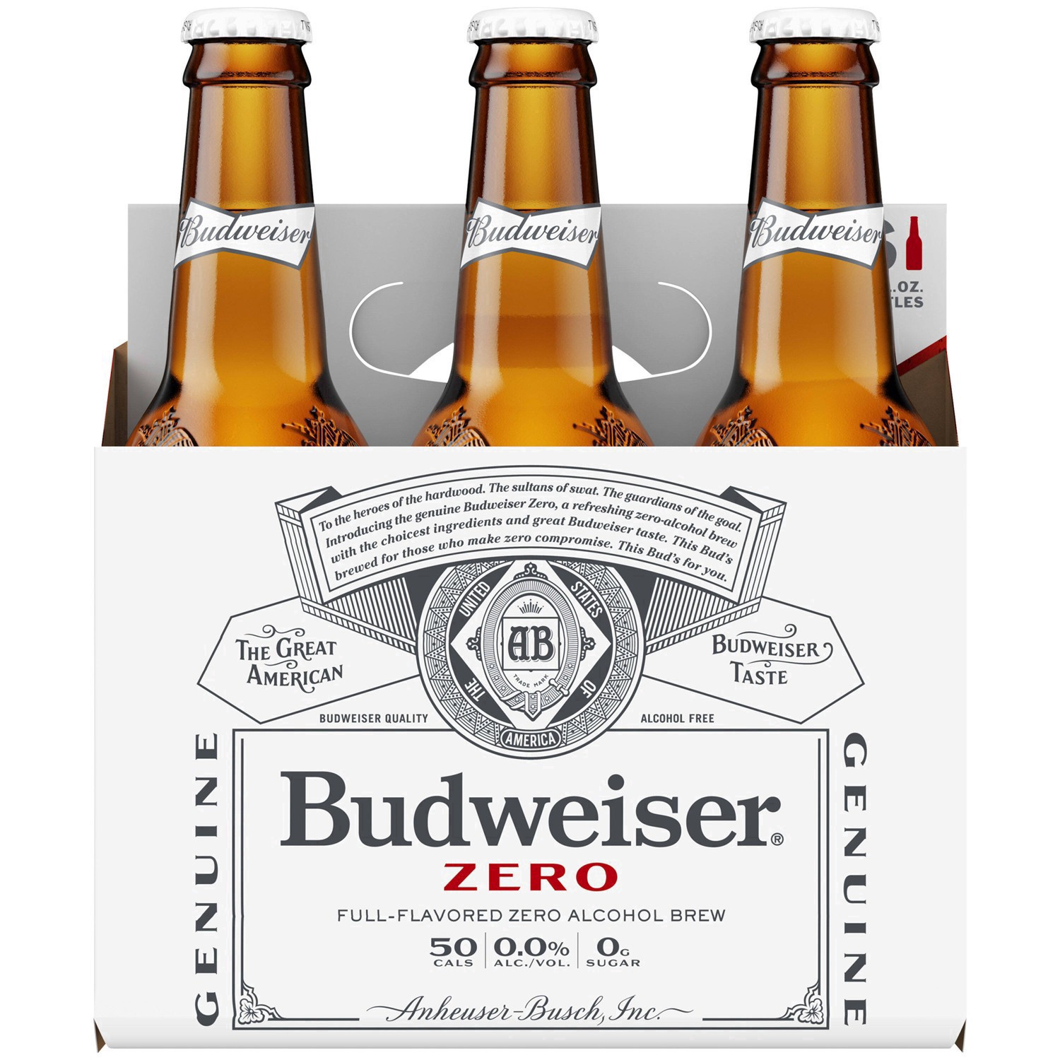 slide 10 of 25, Budweiser Zero Non Alcoholic Beer  6 pk / 12 fl oz Bottles, 6 ct; 12 fl oz