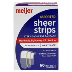 Meijer Assorted Sheer Bandages, 60 Ct