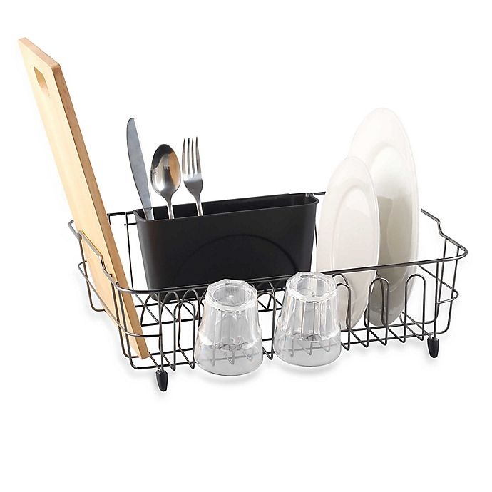 slide 1 of 5, ORG Metal Dish Rack with Scallop Cup Holder - Black/Chrome, 1 ct