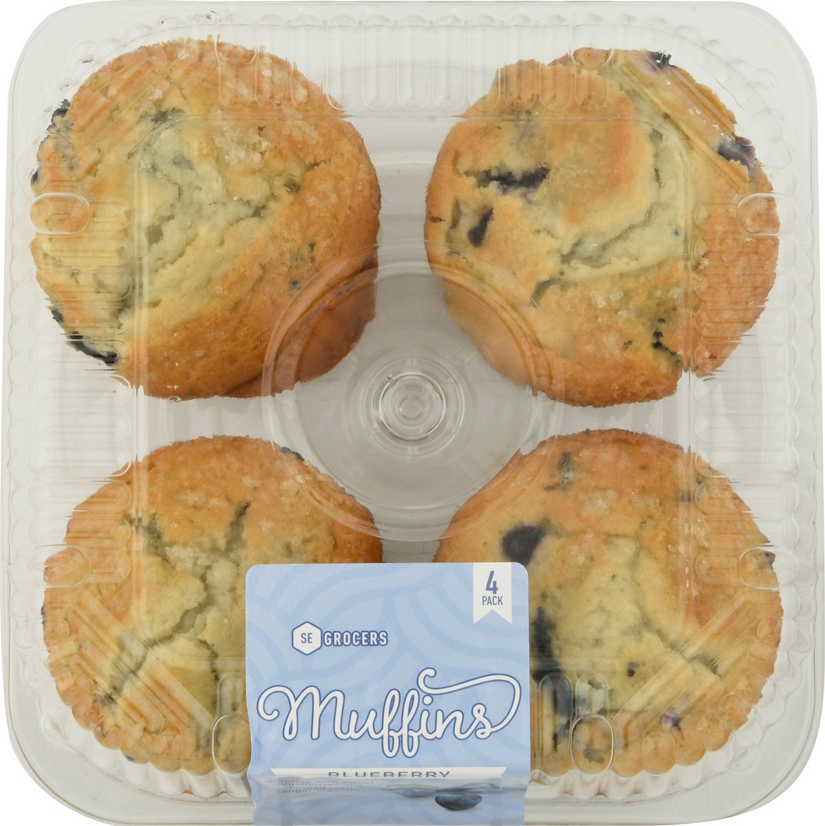 slide 11 of 13, SE Grocers 4 Pack Blueberry Muffins 4 ea, 1 ct