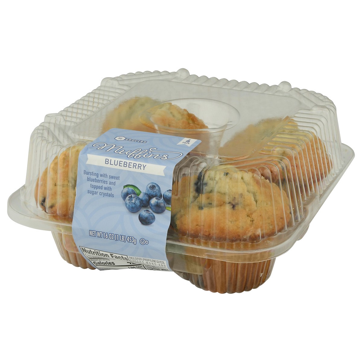 slide 13 of 13, SE Grocers 4 Pack Blueberry Muffins 4 ea, 1 ct
