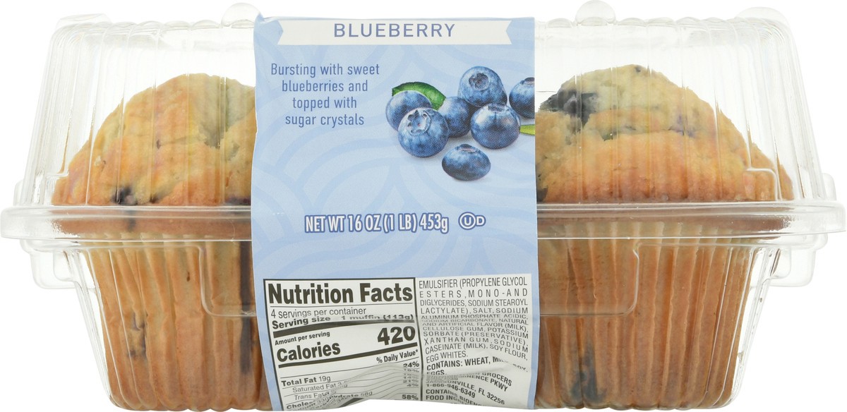 slide 5 of 13, SE Grocers 4 Pack Blueberry Muffins 4 ea, 1 ct
