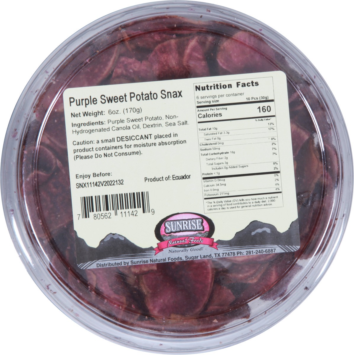 slide 7 of 9, Sunrise Natural Foods Purple Sweet Potato Chips, 6 oz