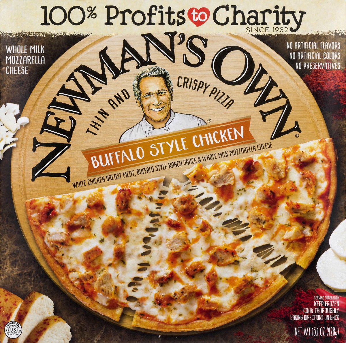 slide 4 of 10, Newman's Own Thin and Crispy Crust Buffalo Style Chicken Pizza 15.1 oz, 15.1 oz