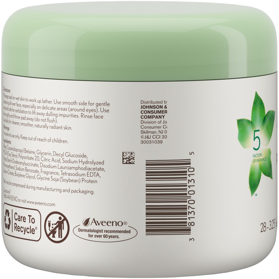 slide 4 of 6, AVEENO POSITIVELY RADIANT Daily  Cleansing Pads, 28 Count, 28 ct