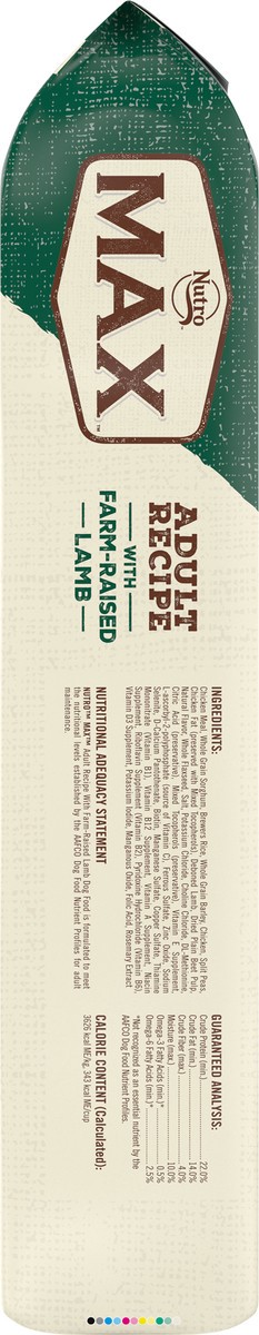 slide 3 of 5, Nutro Max 1+ Years Adult Recipe Natural with Farm-Raised Lamb Dog Food 25 lb, 25 lb