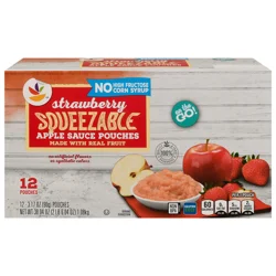 Giant Squeezable Strawberry Apple Sauce Pouches - 12 ct