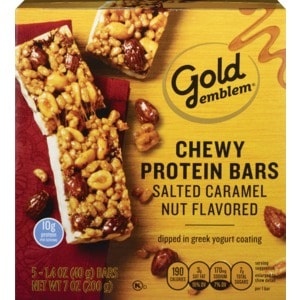 slide 1 of 1, CVS Gold Emblem Gold Emblem Chewy Protein Bars, Salted Caramel Nut, 5 Ct, 7 oz