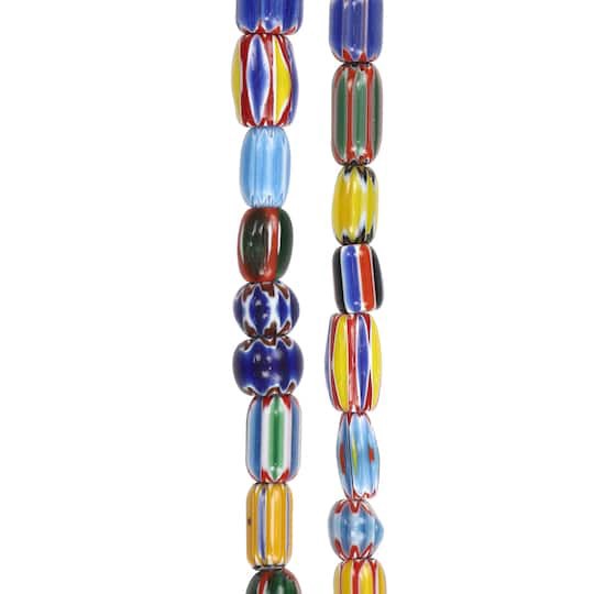 slide 1 of 3, Multicolor Geo Print Lamp Work Glass Mixed Beads By Bead Landing, 4mm-16mm