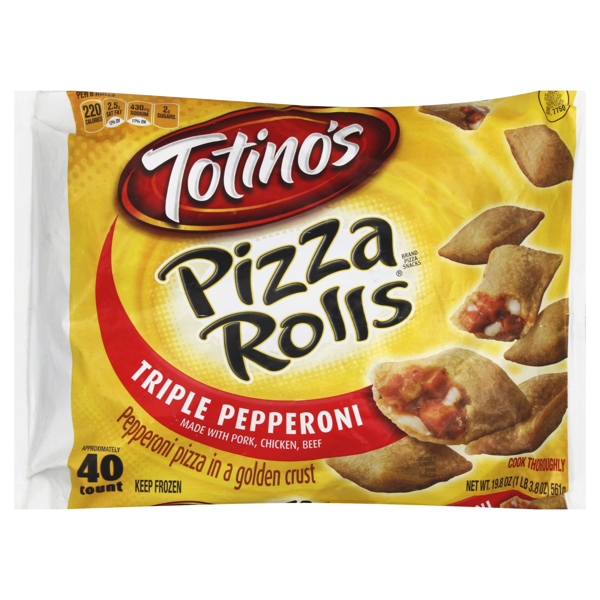 slide 1 of 1, Totinos Triple Pepperoni Pizza Rolls, 40 ct