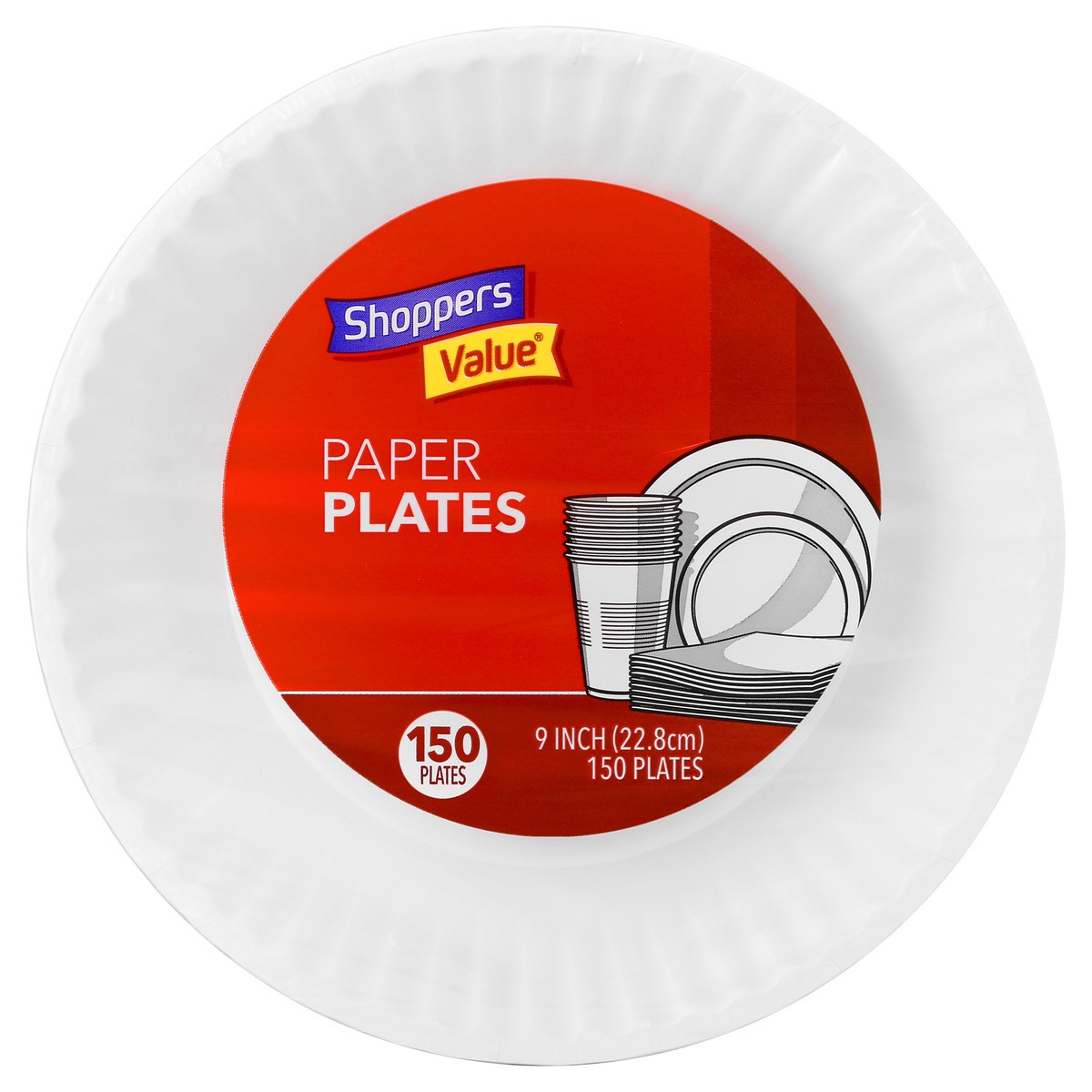 slide 4 of 7, Shoppers Value 9 Inch Plates, 150 ct