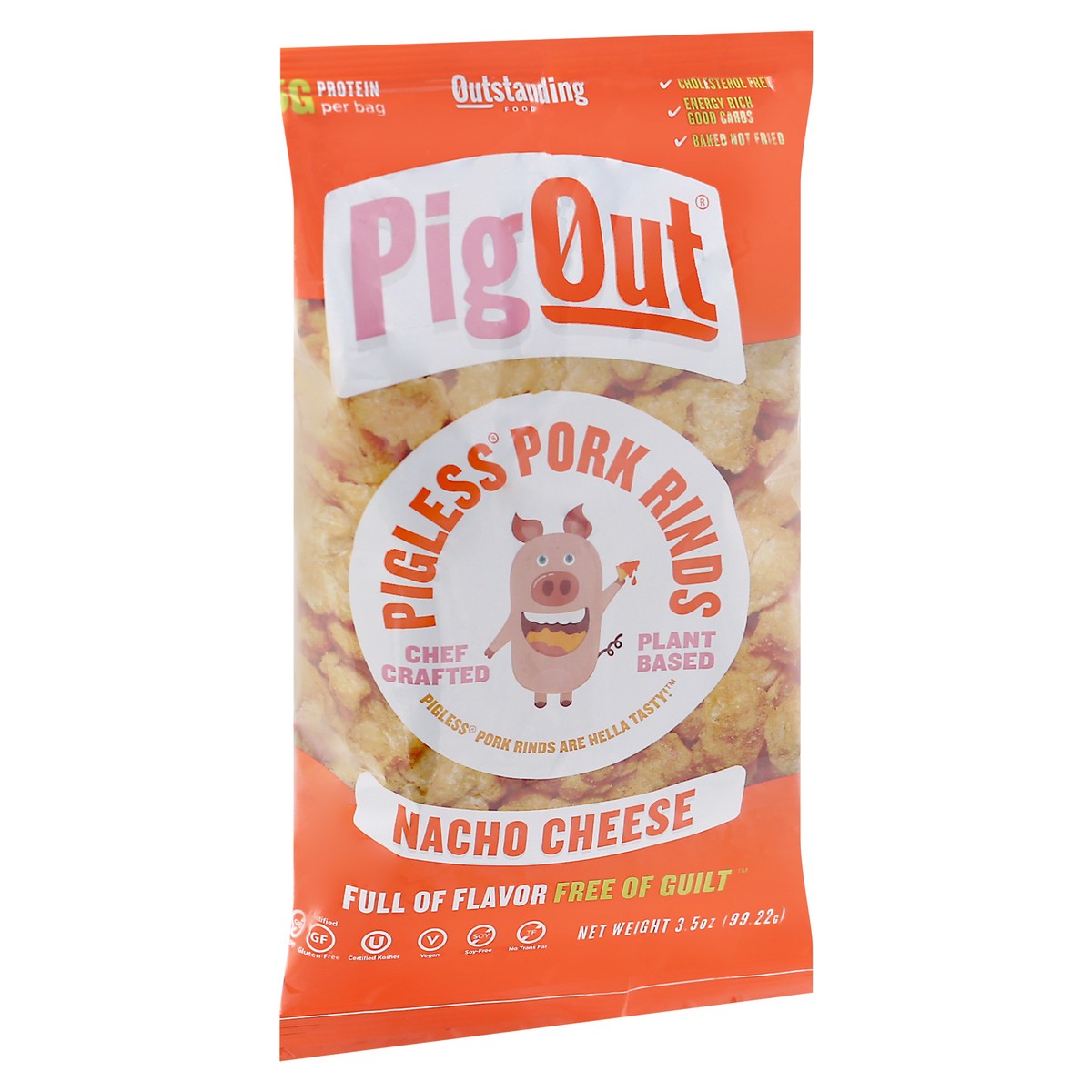 slide 5 of 9, Outstanding Foods Pig Out Pigless Nacho Cheese Pork Rinds 3.5 oz Bag, 3.5 oz