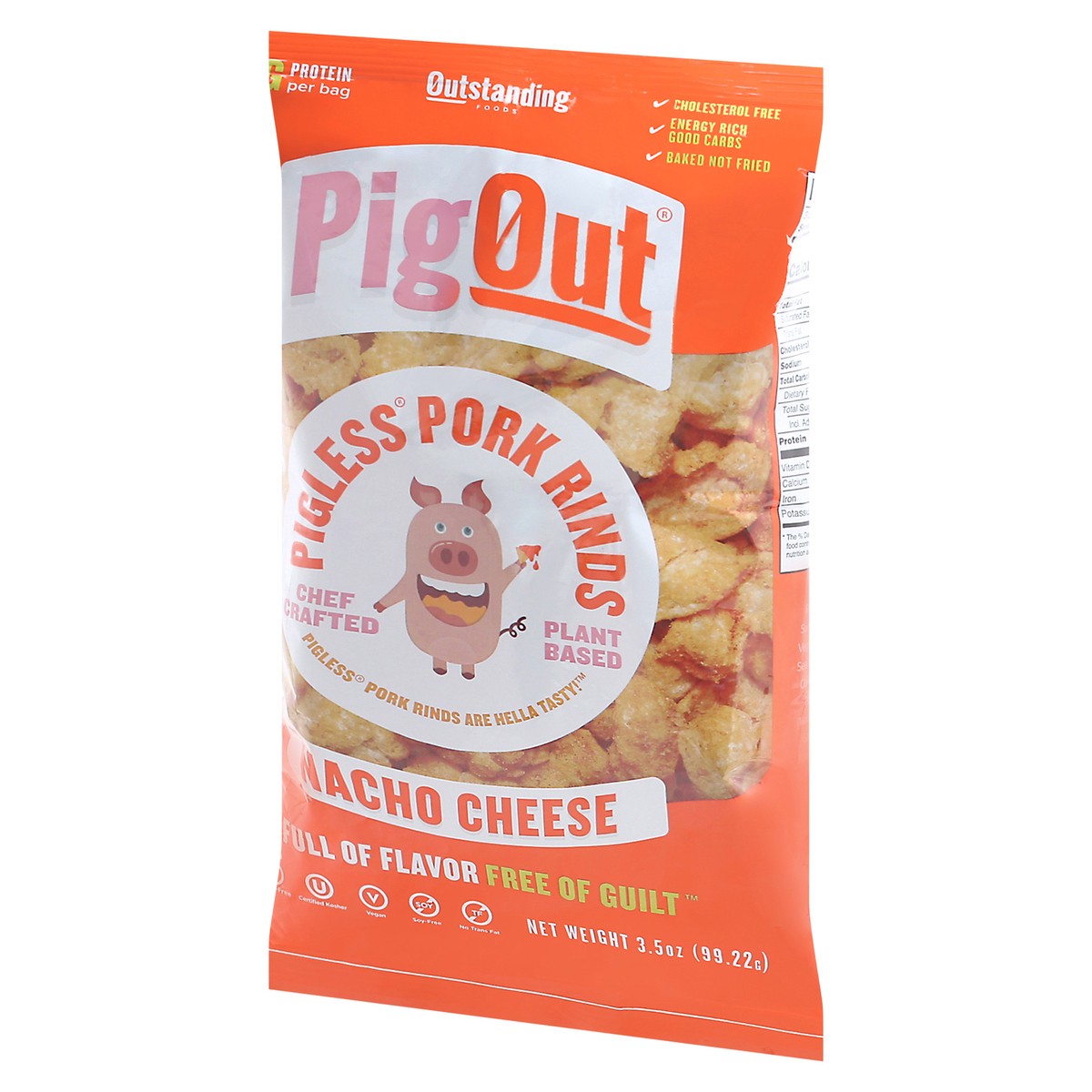 slide 3 of 9, Outstanding Foods Pig Out Pigless Nacho Cheese Pork Rinds 3.5 oz Bag, 3.5 oz