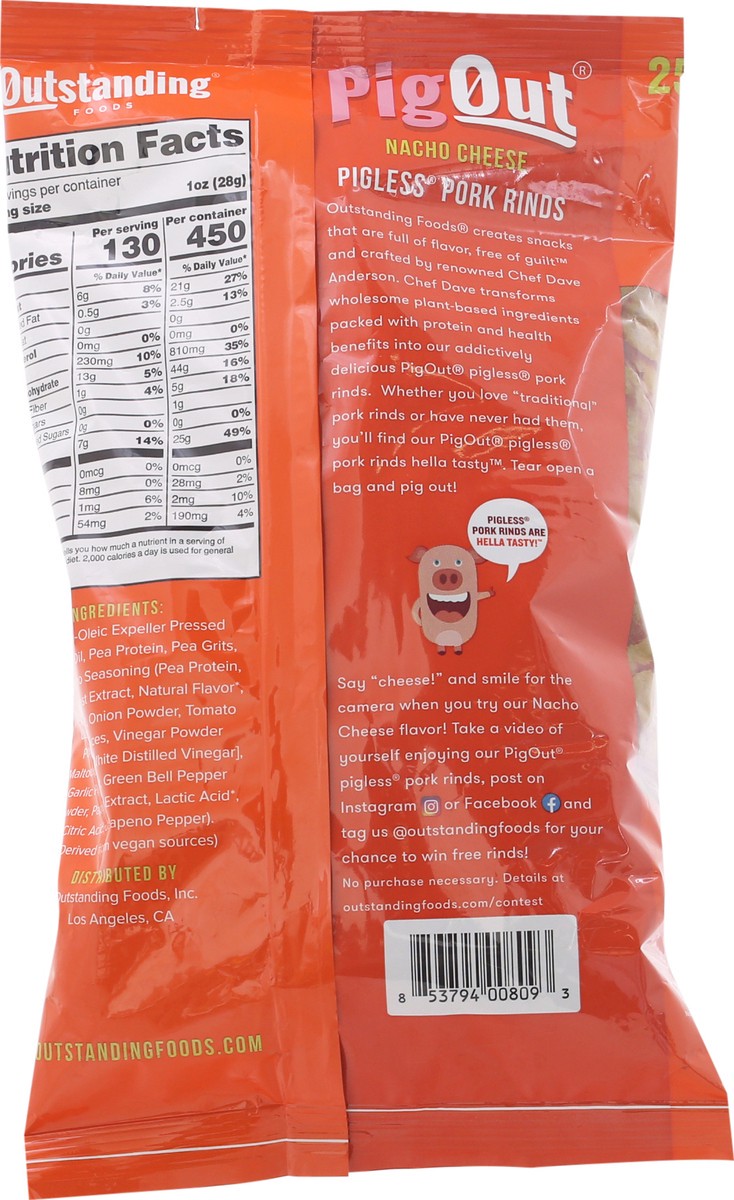 slide 2 of 9, Outstanding Foods Pig Out Pigless Nacho Cheese Pork Rinds 3.5 oz Bag, 3.5 oz