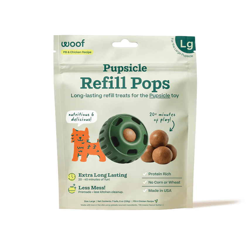 slide 1 of 1, WOOF Pupsicle Refill Pops: Peanut Butter and Chicken Recipe, SM