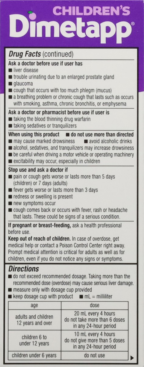 slide 4 of 13, Dimetapp Cold & Flu, Red Flavor, 6+ Yrs, Children's, Multi-Symptom, 4 fl oz