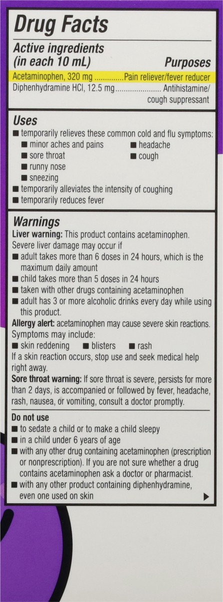 slide 6 of 13, Dimetapp Cold & Flu, Red Flavor, 6+ Yrs, Children's, Multi-Symptom, 4 fl oz
