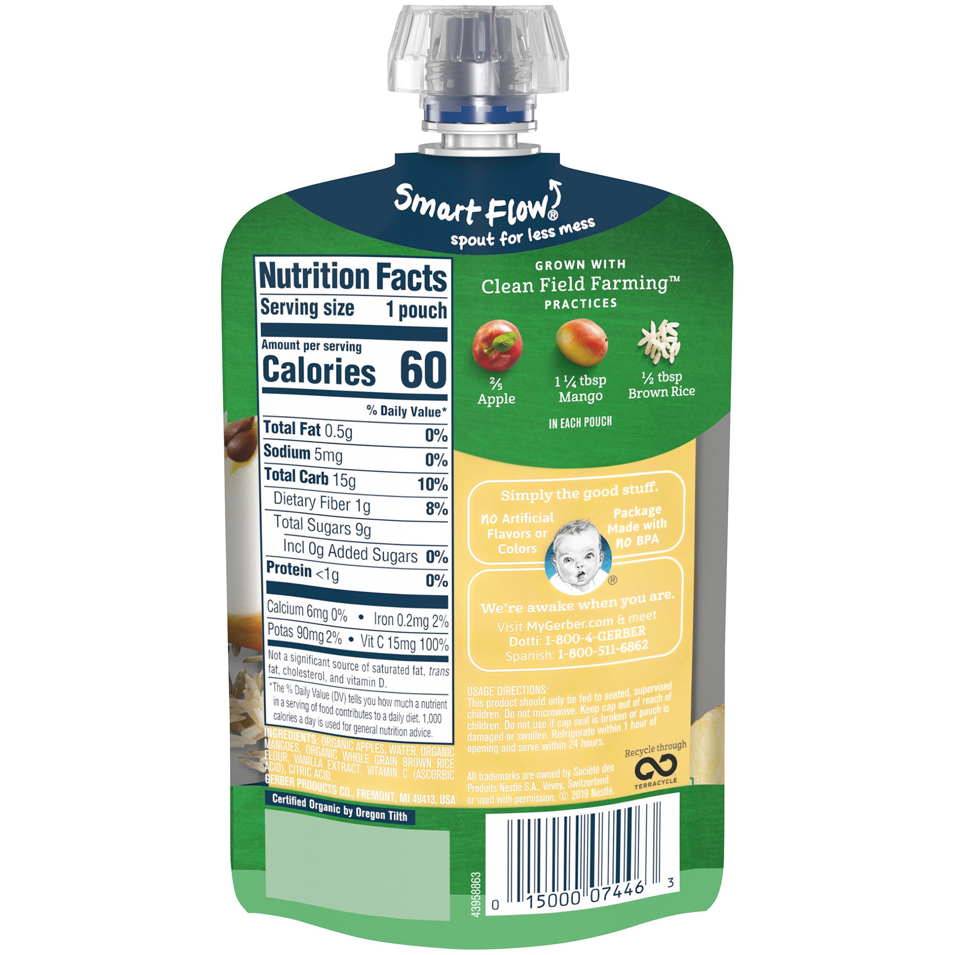 slide 2 of 5, Gerber Organic 2nd Foods Baby Food, Apples Mangoes with Rice & Vanilla, 3.5 oz