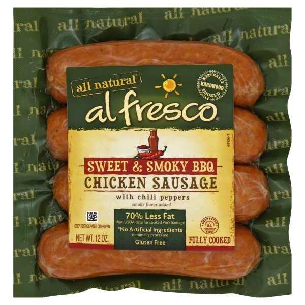 slide 1 of 1, Al Fresco Chicken Sausage - Sweet & Smoky BBQ, 12 oz