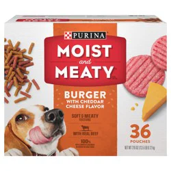 Moist & Meaty Purina Moist and Meaty Burger With Cheddar Cheese Flavor Dry Soft Dog Food Pouches