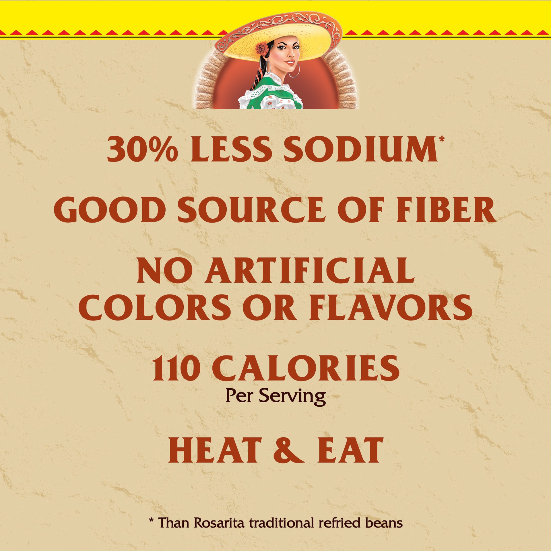 slide 2 of 5, Rosarita Traditional 30% Less Sodium Refried Beans 16 oz, 16 oz