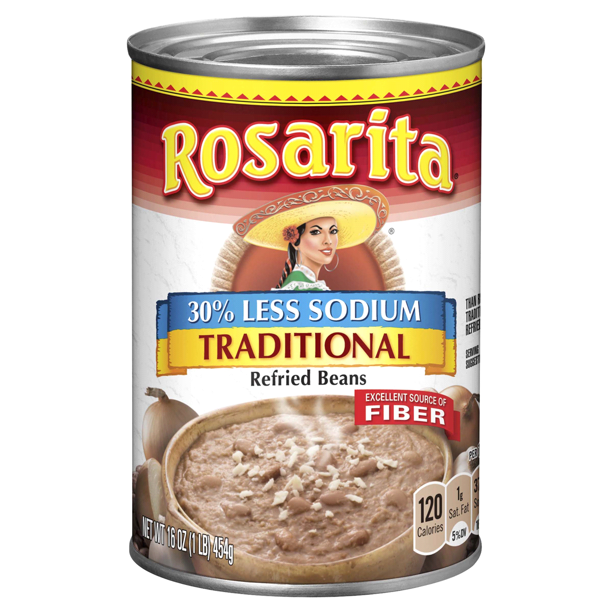 slide 1 of 4, Rosarita 30% Lower Sodium Tradition Refried Beans, 16 oz