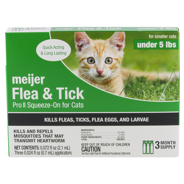 slide 1 of 5, Meijer Pro II Squeeze-On Flea & Tick for Cats, 3 ct; 5 lb, 3 ct